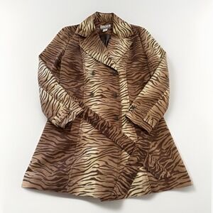Vintage Randolph Duke The Look Mob Wives Tiger Trench Coat Belted Womens 8